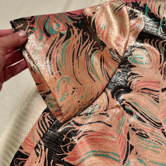 💯 Kate Spade | Regal Plumes Metallic MIni Shift Dress - Picture 5 of 9